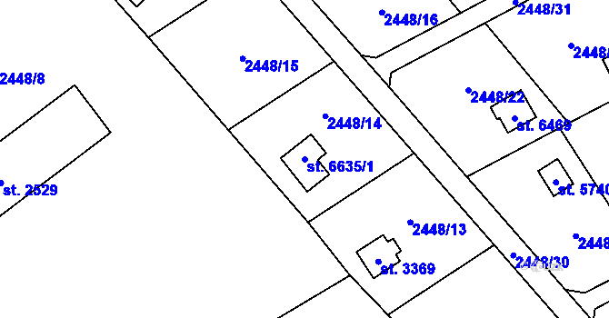 Parcela st. 6635/1 v KÚ Klatovy, Katastrální mapa