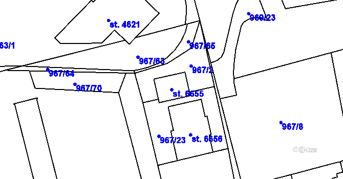 Parcela st. 6655 v KÚ Klatovy, Katastrální mapa