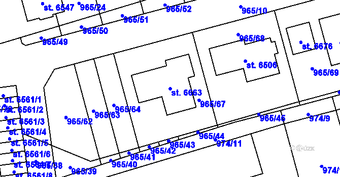 Parcela st. 6663 v KÚ Klatovy, Katastrální mapa