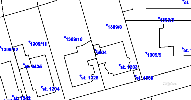 Parcela st. 6804 v KÚ Klatovy, Katastrální mapa