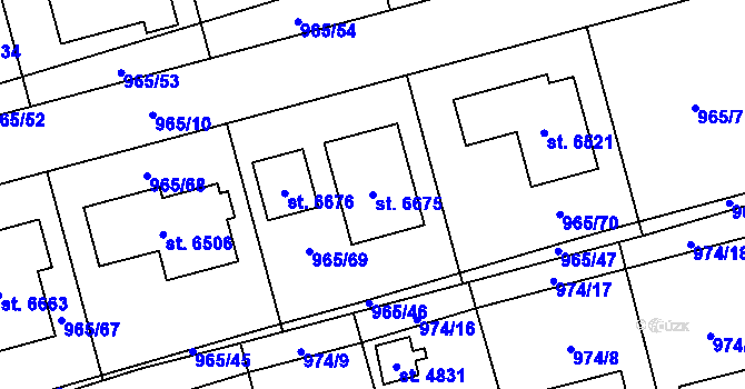 Parcela st. 6675 v KÚ Klatovy, Katastrální mapa