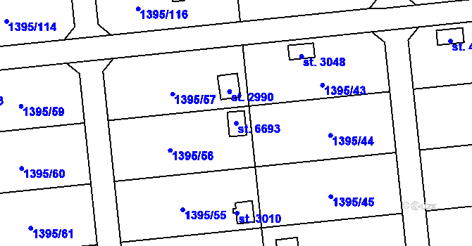 Parcela st. 6693 v KÚ Klatovy, Katastrální mapa