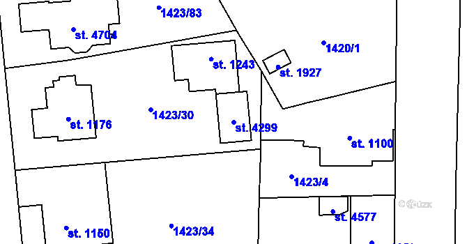 Parcela st. 4299 v KÚ Klatovy, Katastrální mapa