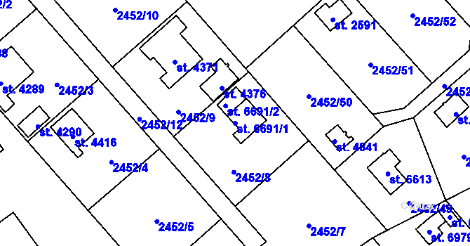 Parcela st. 6691/1 v KÚ Klatovy, Katastrální mapa