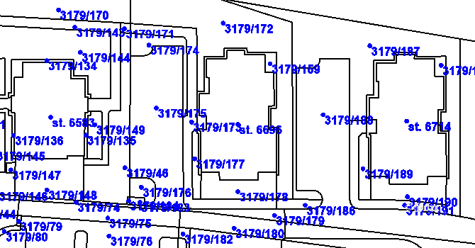Parcela st. 6696 v KÚ Klatovy, Katastrální mapa