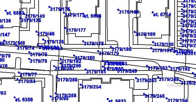 Parcela st. 3179/179 v KÚ Klatovy, Katastrální mapa