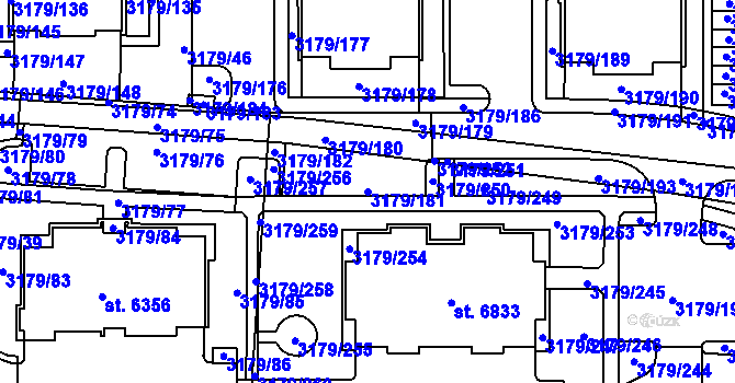 Parcela st. 3179/181 v KÚ Klatovy, Katastrální mapa