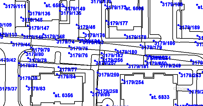 Parcela st. 3179/182 v KÚ Klatovy, Katastrální mapa