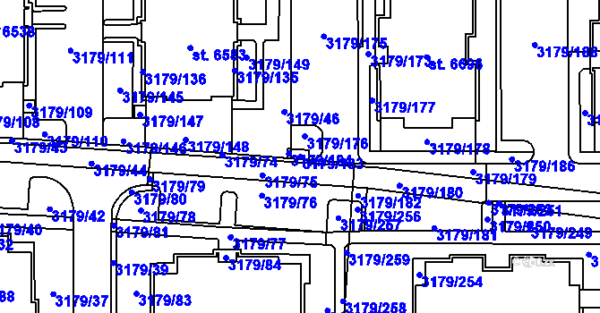 Parcela st. 3179/183 v KÚ Klatovy, Katastrální mapa