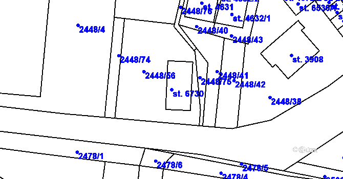 Parcela st. 6730 v KÚ Klatovy, Katastrální mapa