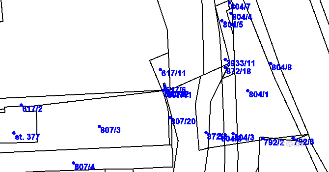 Parcela st. 617/6 v KÚ Klatovy, Katastrální mapa