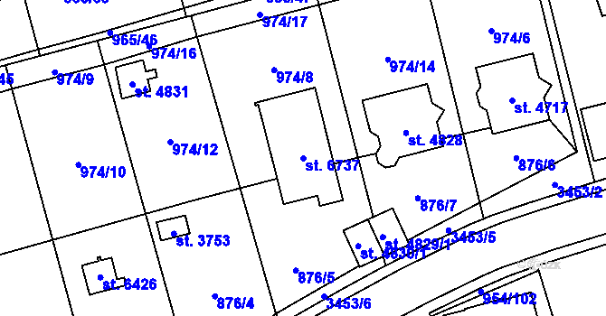 Parcela st. 6737 v KÚ Klatovy, Katastrální mapa