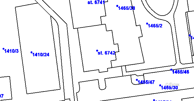 Parcela st. 6742 v KÚ Klatovy, Katastrální mapa