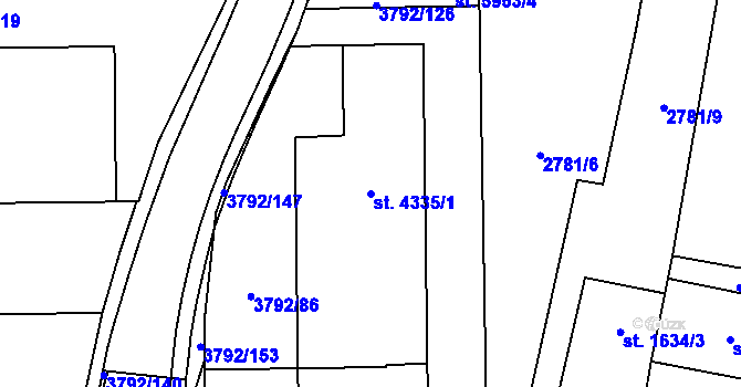 Parcela st. 4335/1 v KÚ Klatovy, Katastrální mapa