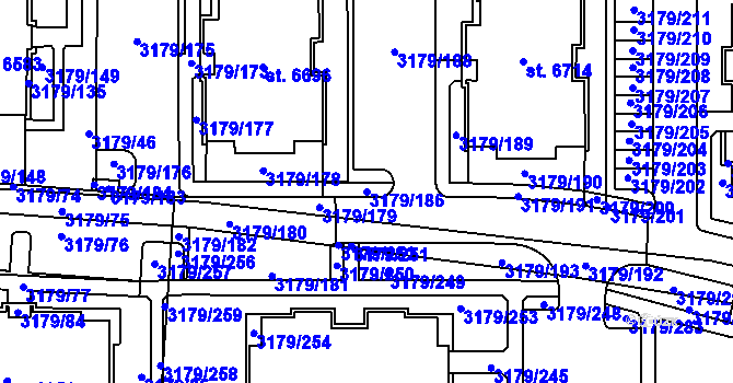 Parcela st. 3179/186 v KÚ Klatovy, Katastrální mapa