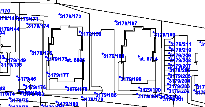 Parcela st. 3179/188 v KÚ Klatovy, Katastrální mapa
