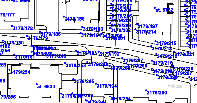 Parcela st. 3179/192 v KÚ Klatovy, Katastrální mapa