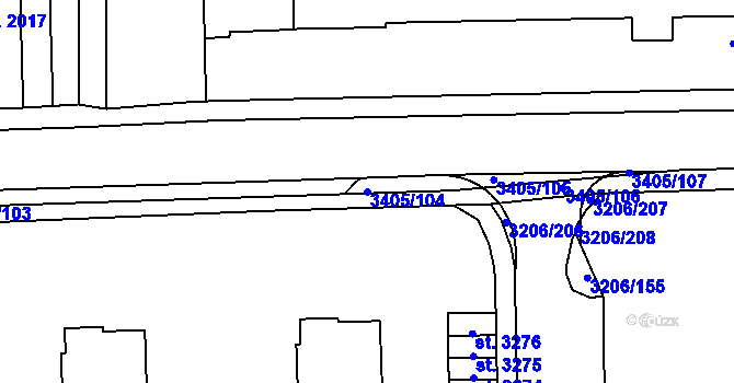 Parcela st. 3405/104 v KÚ Klatovy, Katastrální mapa