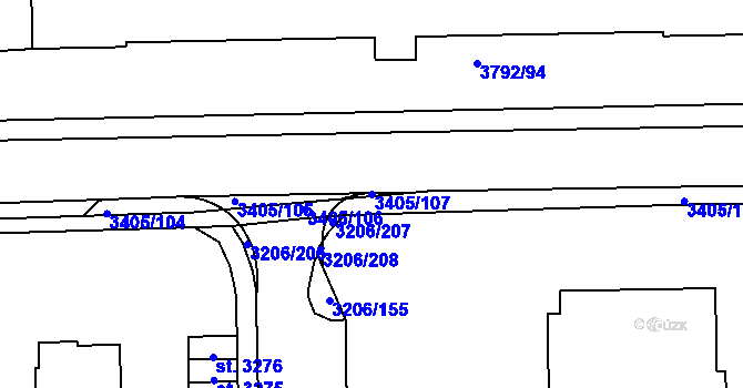 Parcela st. 3405/107 v KÚ Klatovy, Katastrální mapa