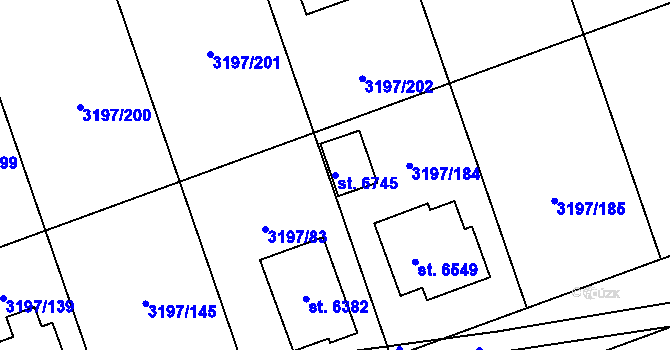 Parcela st. 6745 v KÚ Klatovy, Katastrální mapa