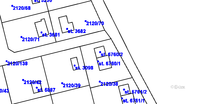 Parcela st. 6760/2 v KÚ Klatovy, Katastrální mapa