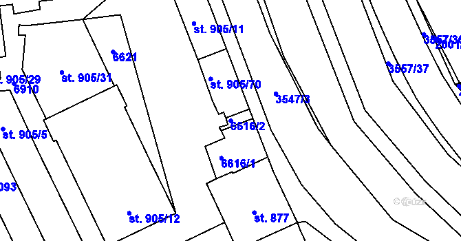 Parcela st. 6616/2 v KÚ Klatovy, Katastrální mapa