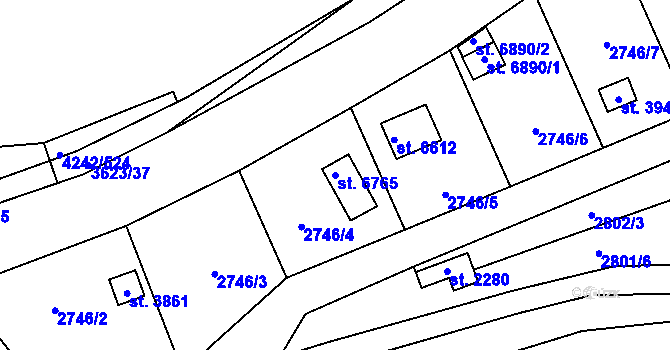 Parcela st. 6765 v KÚ Klatovy, Katastrální mapa