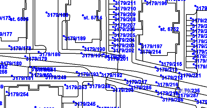 Parcela st. 3179/200 v KÚ Klatovy, Katastrální mapa