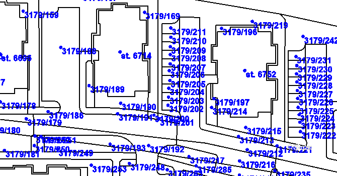 Parcela st. 3179/204 v KÚ Klatovy, Katastrální mapa