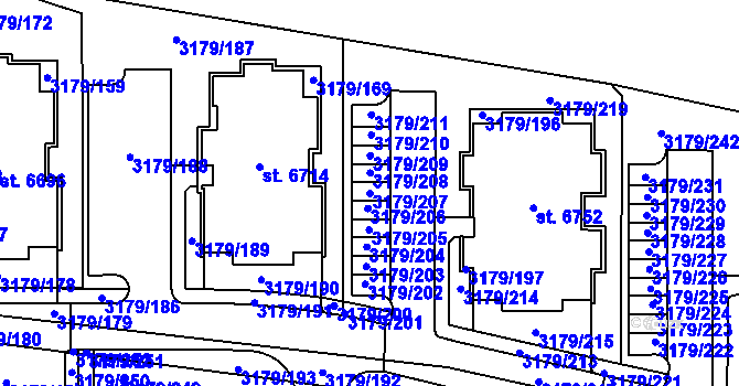 Parcela st. 3179/207 v KÚ Klatovy, Katastrální mapa