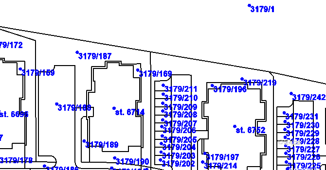 Parcela st. 3179/211 v KÚ Klatovy, Katastrální mapa