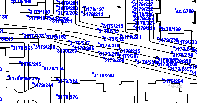 Parcela st. 3179/218 v KÚ Klatovy, Katastrální mapa