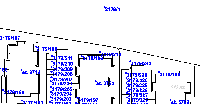 Parcela st. 3179/219 v KÚ Klatovy, Katastrální mapa