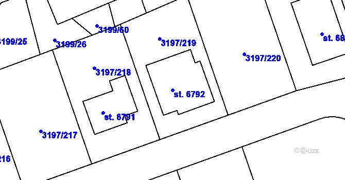 Parcela st. 6792 v KÚ Klatovy, Katastrální mapa