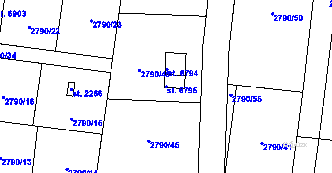 Parcela st. 6795 v KÚ Klatovy, Katastrální mapa