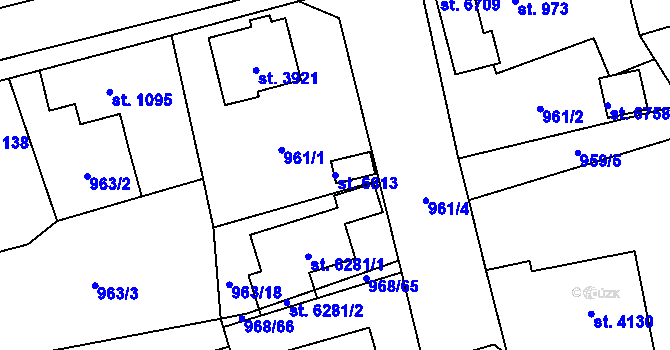 Parcela st. 6813 v KÚ Klatovy, Katastrální mapa