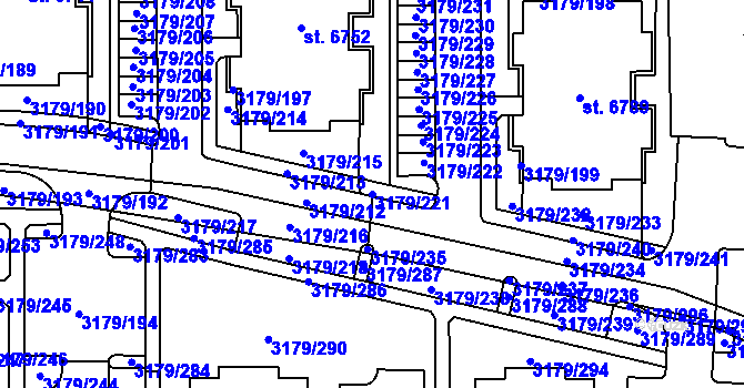 Parcela st. 3179/221 v KÚ Klatovy, Katastrální mapa