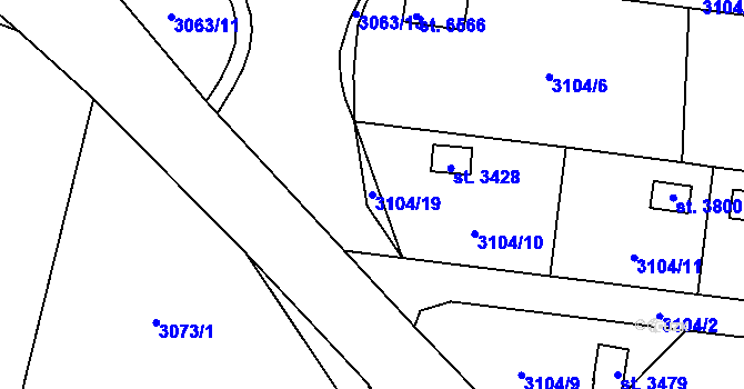 Parcela st. 3104/19 v KÚ Klatovy, Katastrální mapa