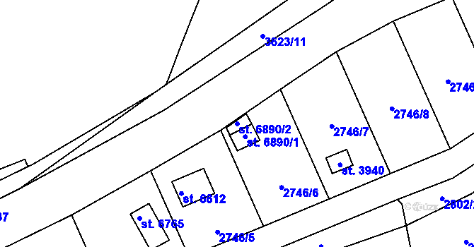Parcela st. 6890/2 v KÚ Klatovy, Katastrální mapa