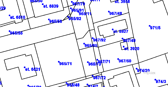 Parcela st. 965/95 v KÚ Klatovy, Katastrální mapa