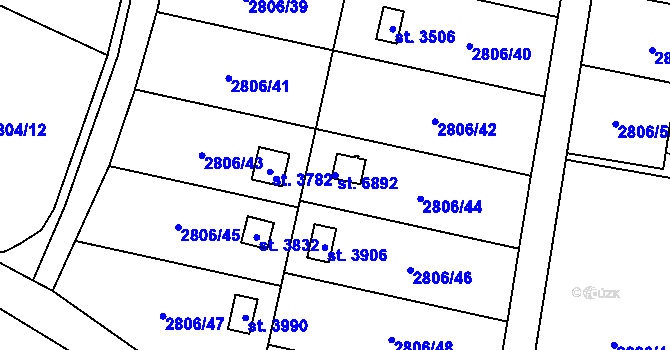 Parcela st. 6892 v KÚ Klatovy, Katastrální mapa