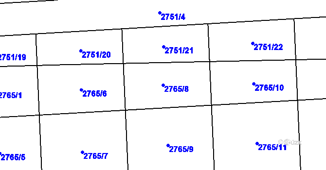 Parcela st. 2765/8 v KÚ Klatovy, Katastrální mapa