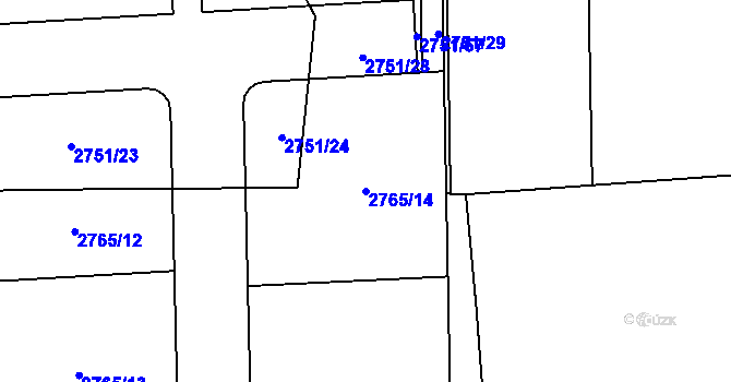 Parcela st. 2765/14 v KÚ Klatovy, Katastrální mapa