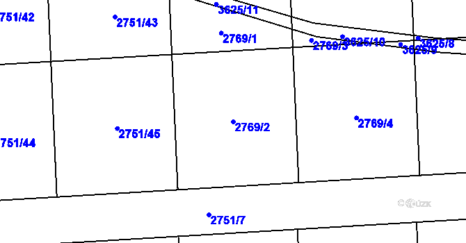 Parcela st. 2769/2 v KÚ Klatovy, Katastrální mapa