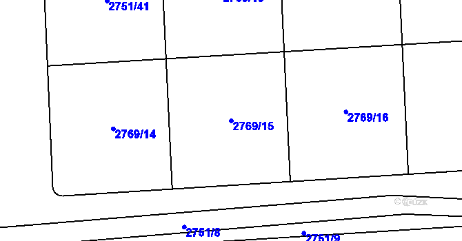Parcela st. 2769/15 v KÚ Klatovy, Katastrální mapa