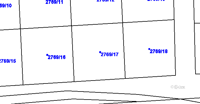 Parcela st. 2769/17 v KÚ Klatovy, Katastrální mapa