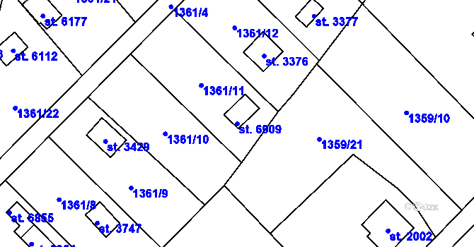 Parcela st. 6909 v KÚ Klatovy, Katastrální mapa