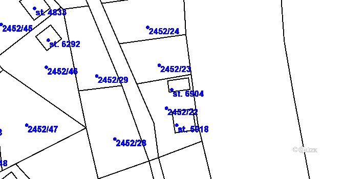 Parcela st. 6904 v KÚ Klatovy, Katastrální mapa