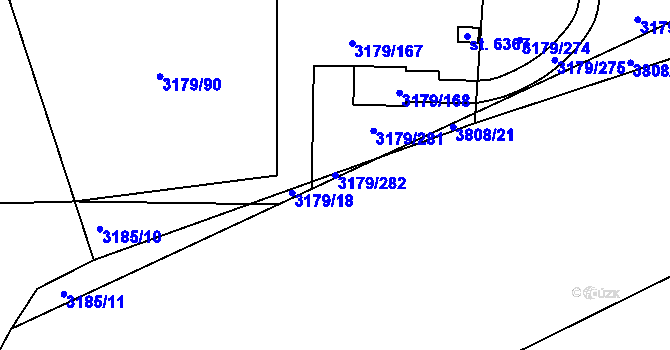 Parcela st. 3179/282 v KÚ Klatovy, Katastrální mapa