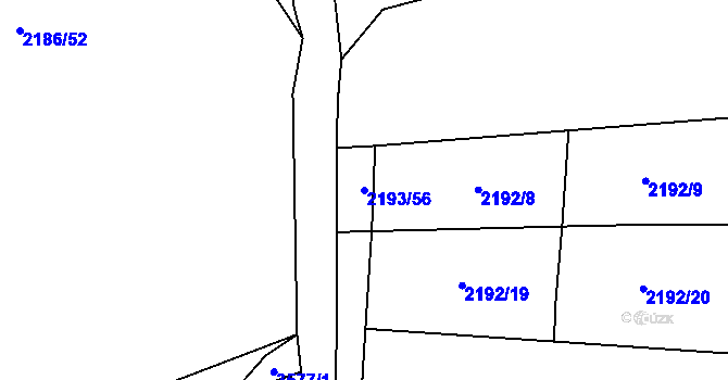 Parcela st. 2193/56 v KÚ Klatovy, Katastrální mapa